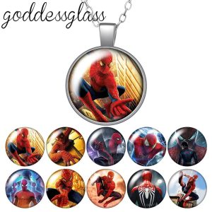 Spider-Man Cartoon Glass Pendant Necklace
