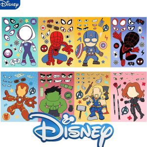 8/16/24pcs Spider-Man & Iron Man Make-A-Face Sticker Set