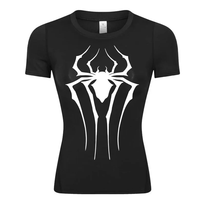 Women's Spider Print Compression Shirt - Image 18