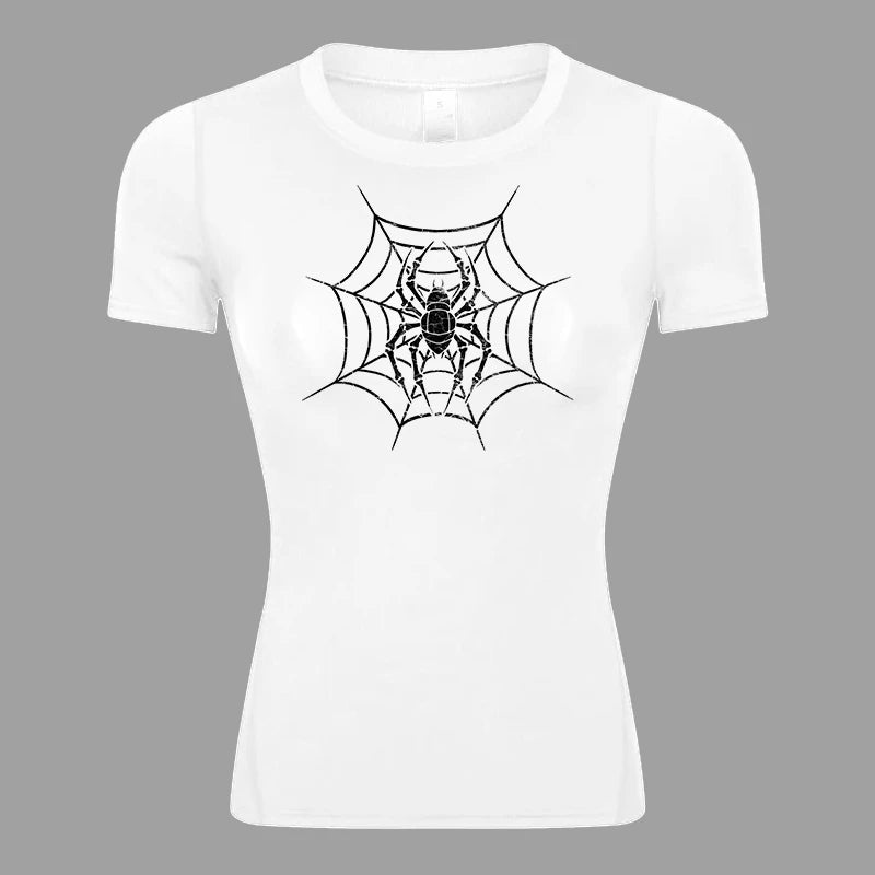 Women's Spider Print Compression Shirt - Image 29