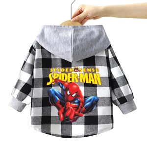 2025 Spring Spider-Man Plaid Hooded Shirt
