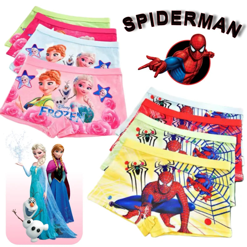 Children’s Spider-Man & Frozen Cartoon Boxer Briefs