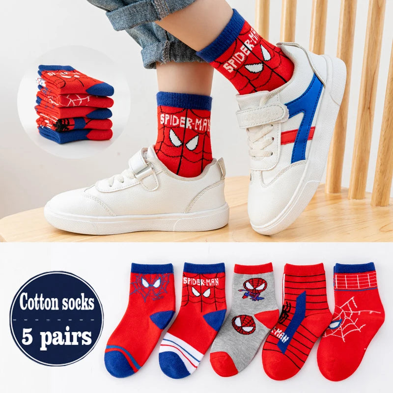 5 Pairs Spider-Man Kids Socks - Image 2
